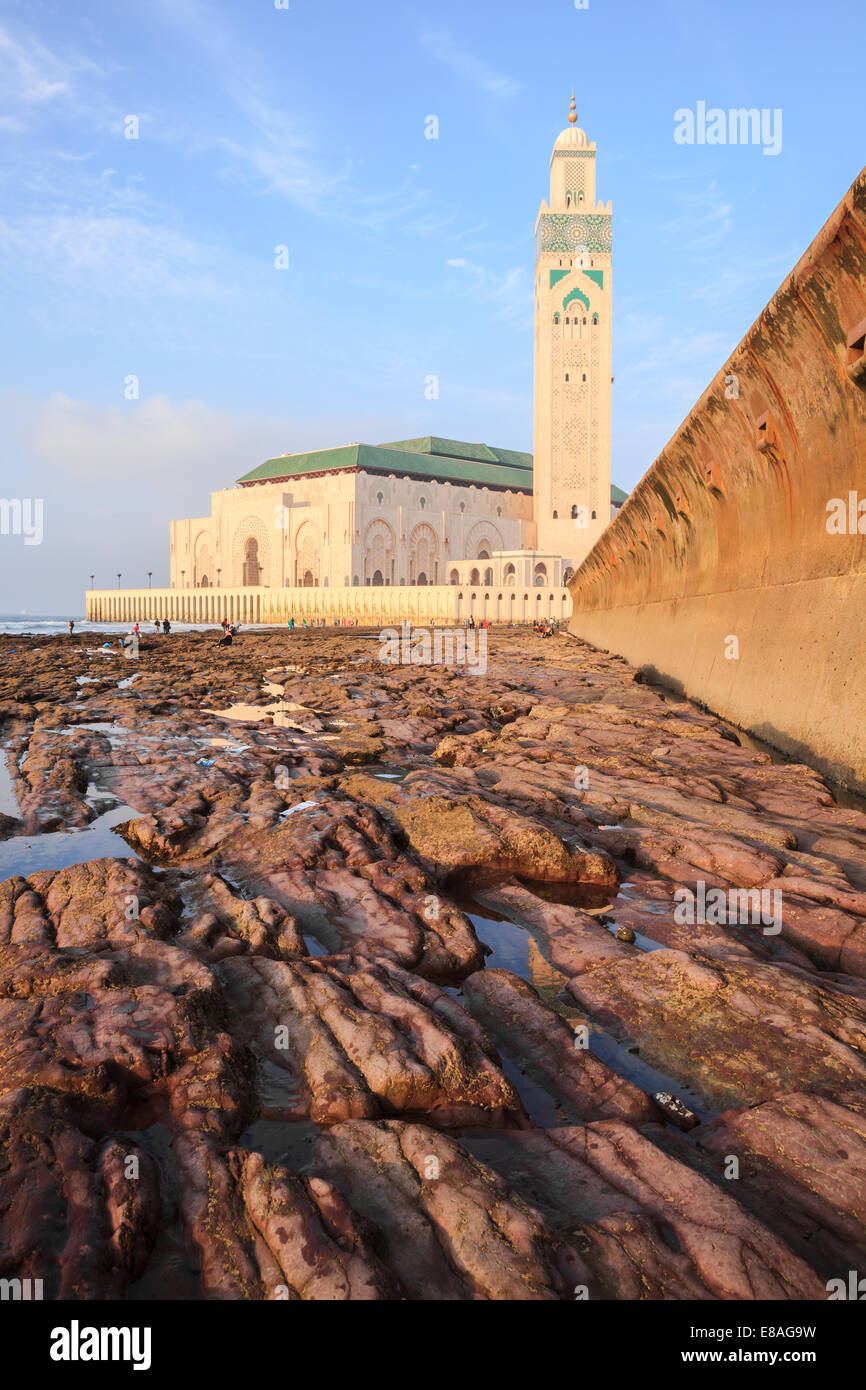 View of The Great Hassan II in Casablanca in the evening Stock Photo