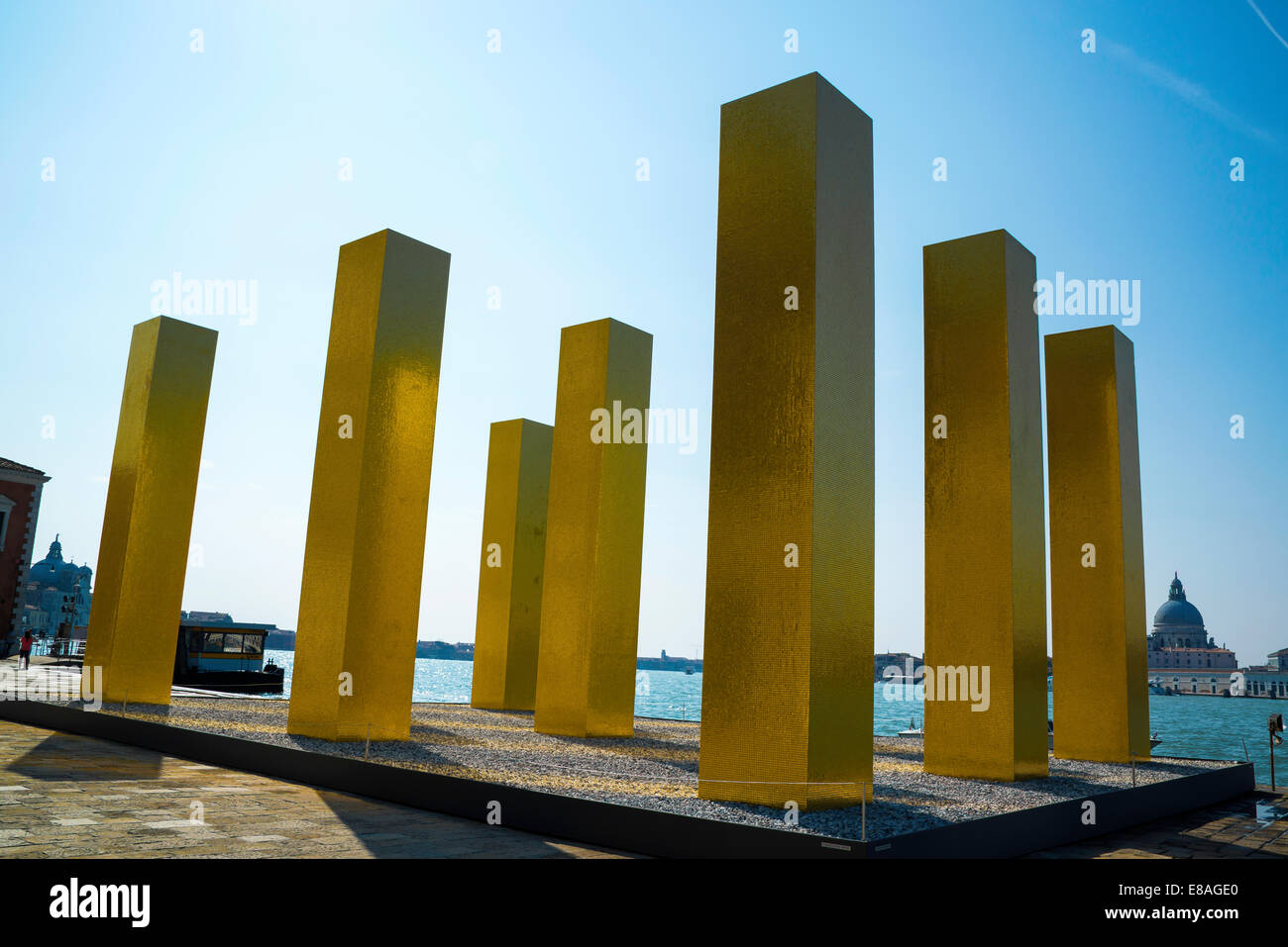 The art installation 'The Sky Over Nine Columns' by German artist Heinz Mack in Venice Italy Stock Photo