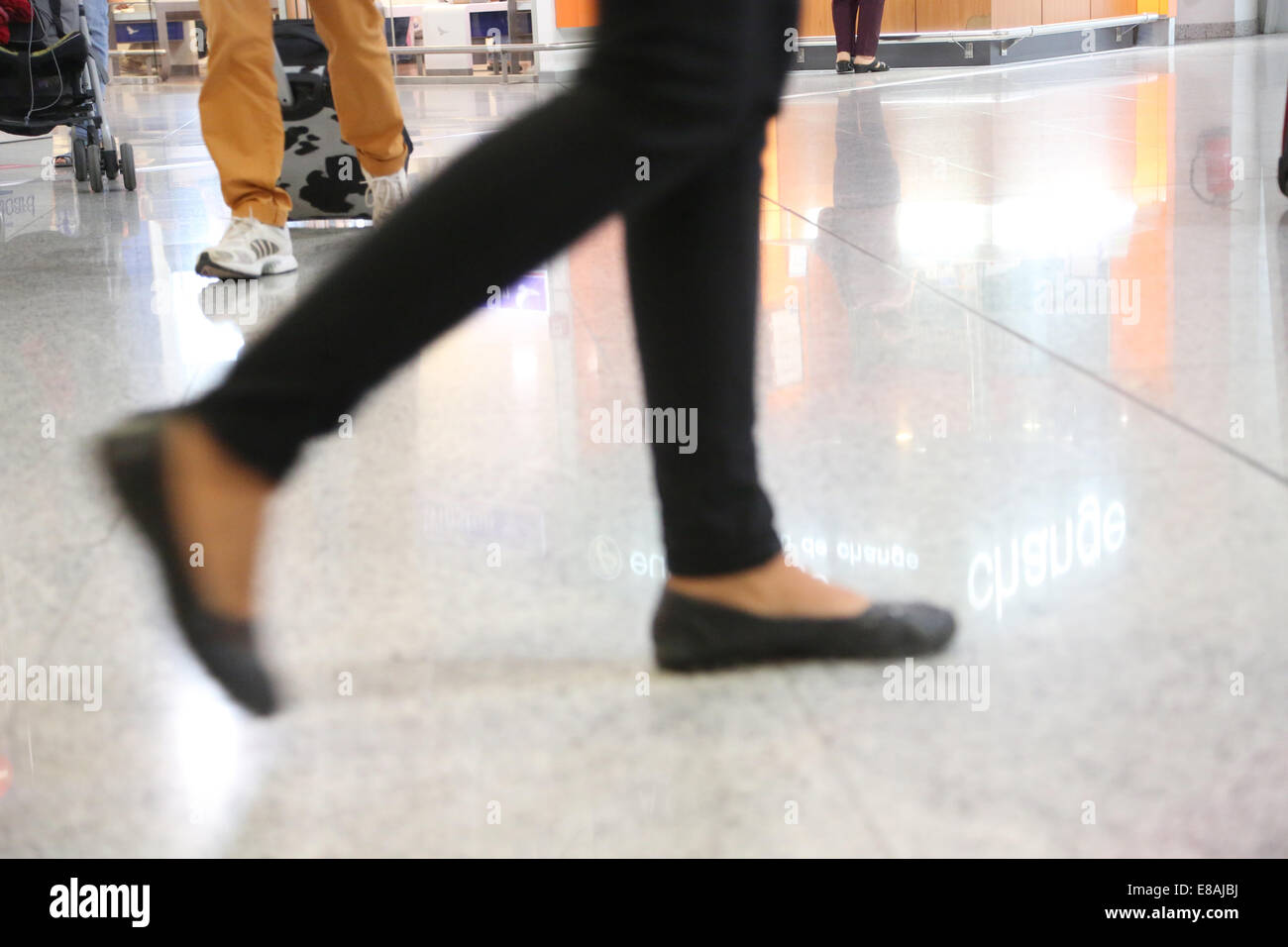 Athens Greece Athens International Airport Woman Walking Stock Photo