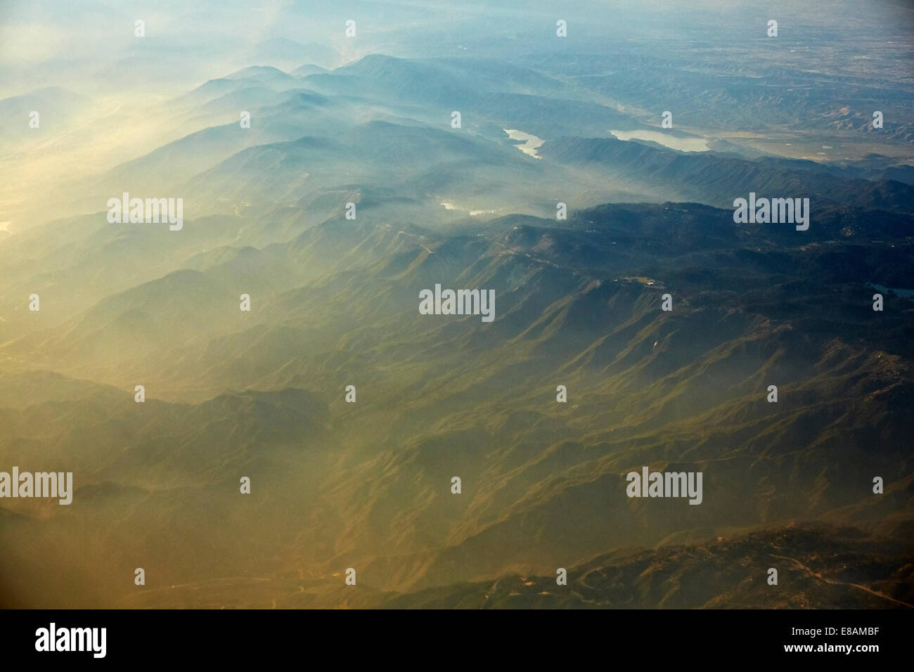 Aerial view of misty mountains Stock Photo - Alamy