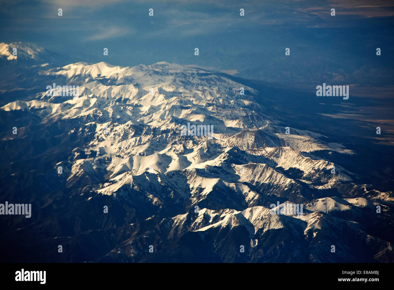 Aerial view of snow capped mountains Stock Photo - Alamy