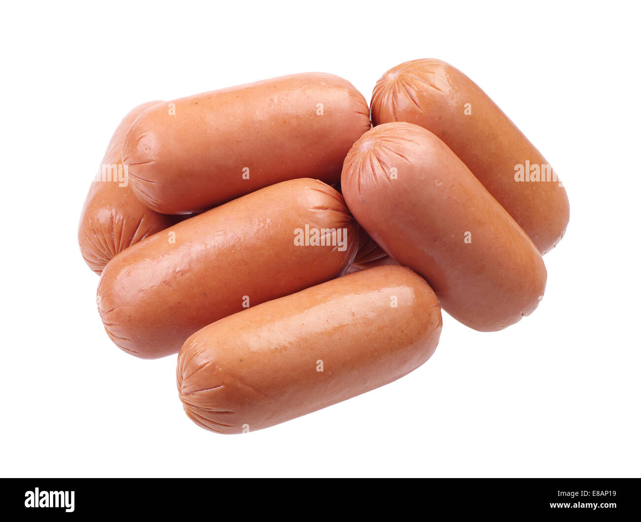 Small sausages isolated on a white background Stock Photo