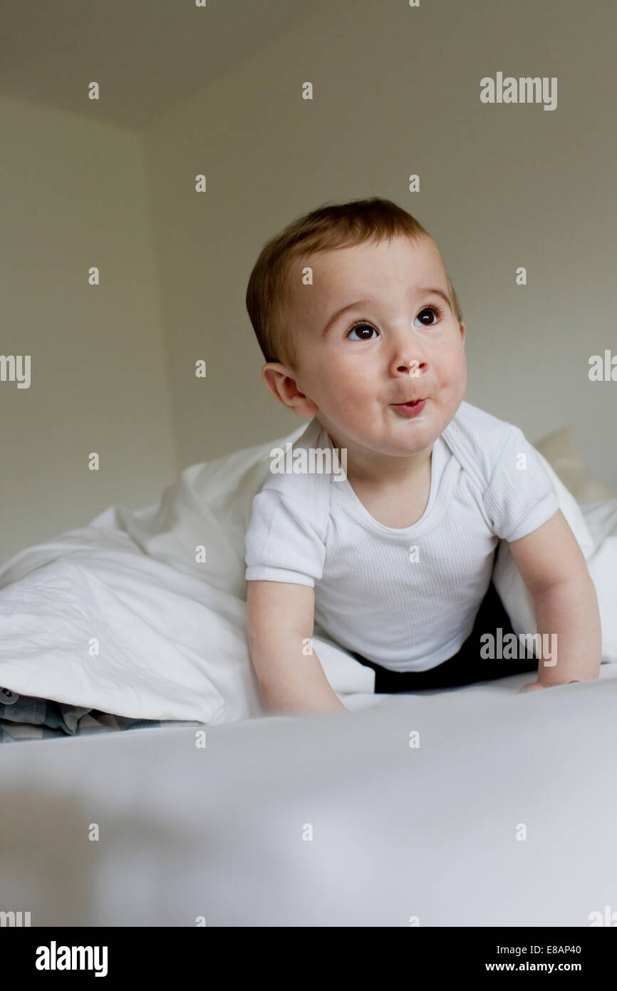 Baby boy making facial expressions Stock Photo