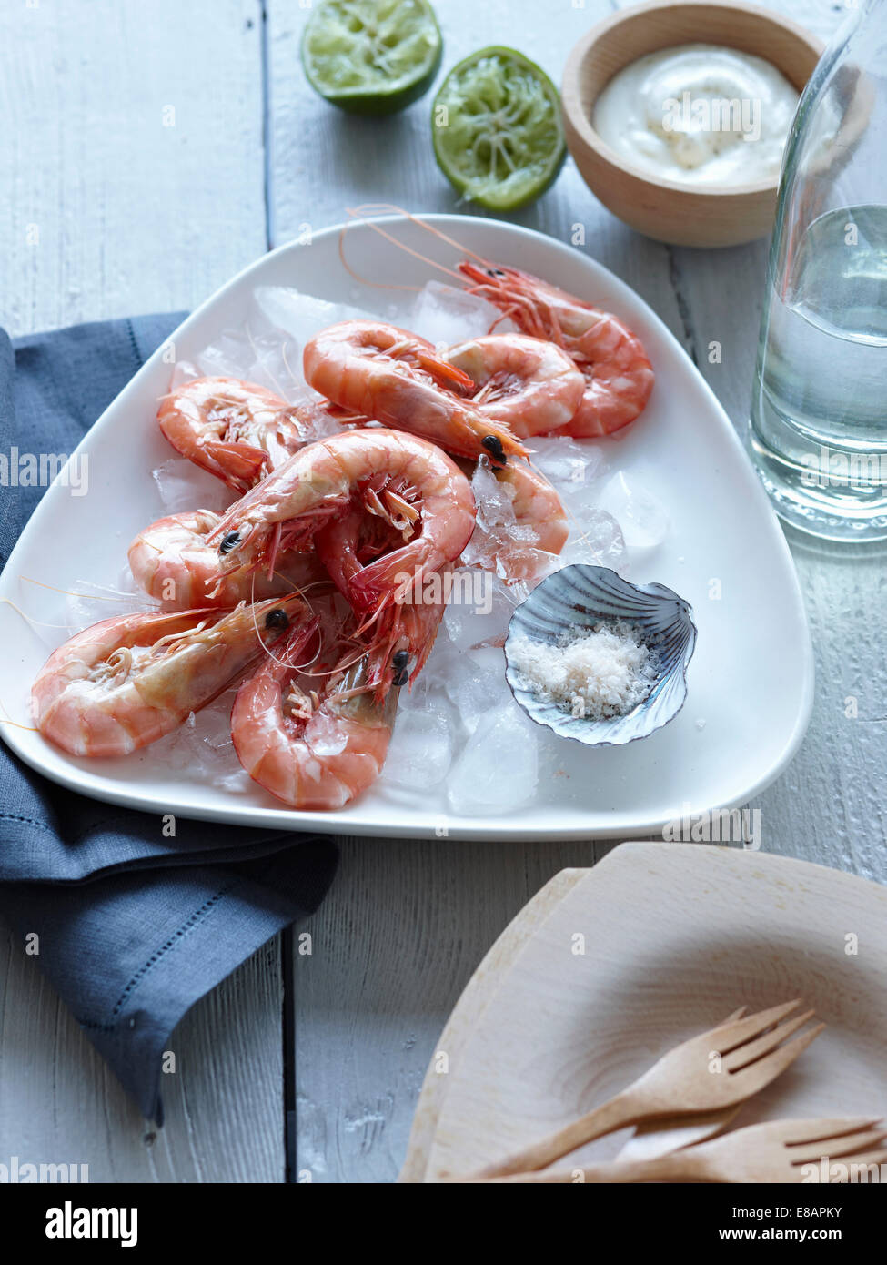 Cooked prawns dish Stock Photo
