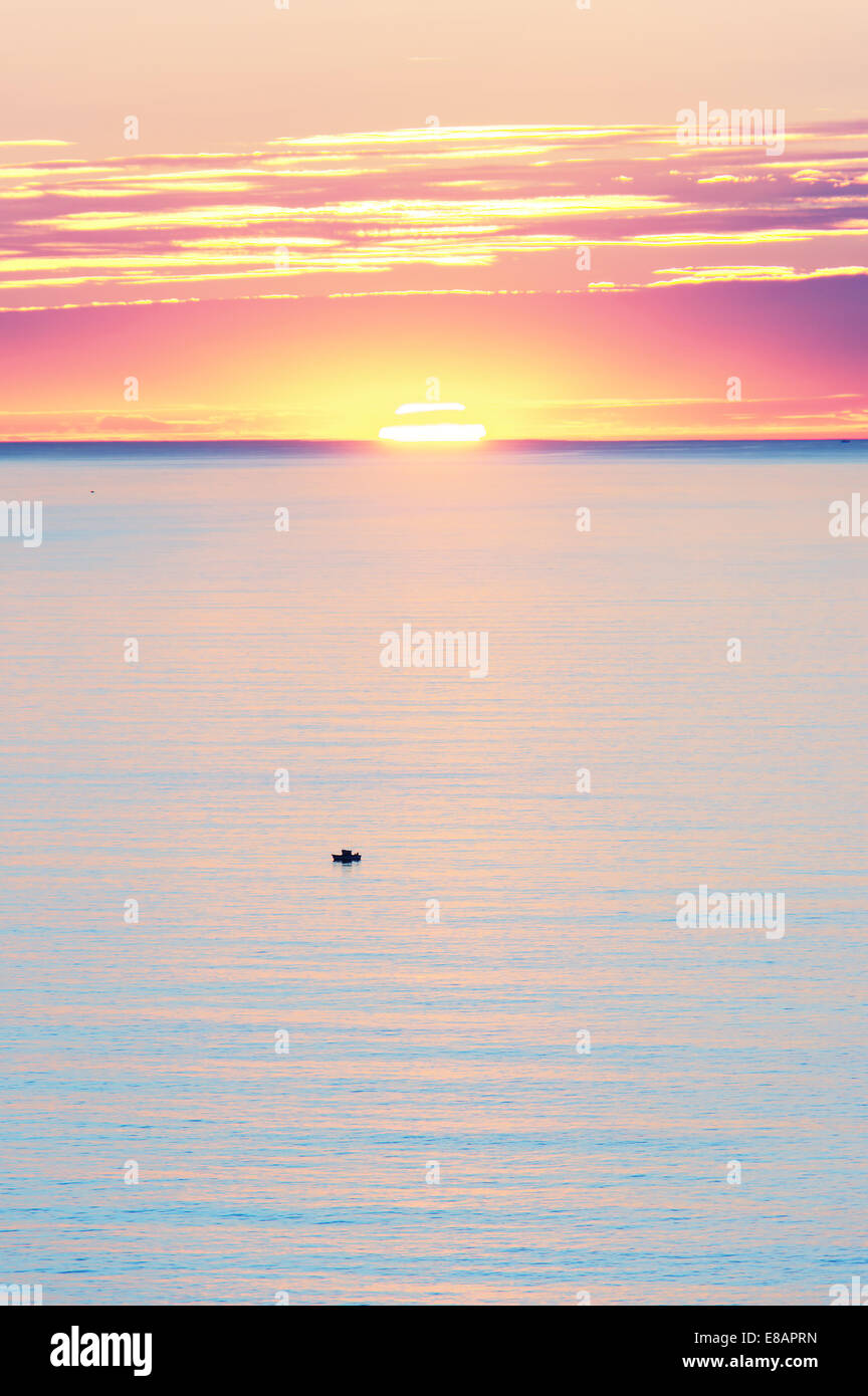 beautiful sunset on the ocean Stock Photo - Alamy