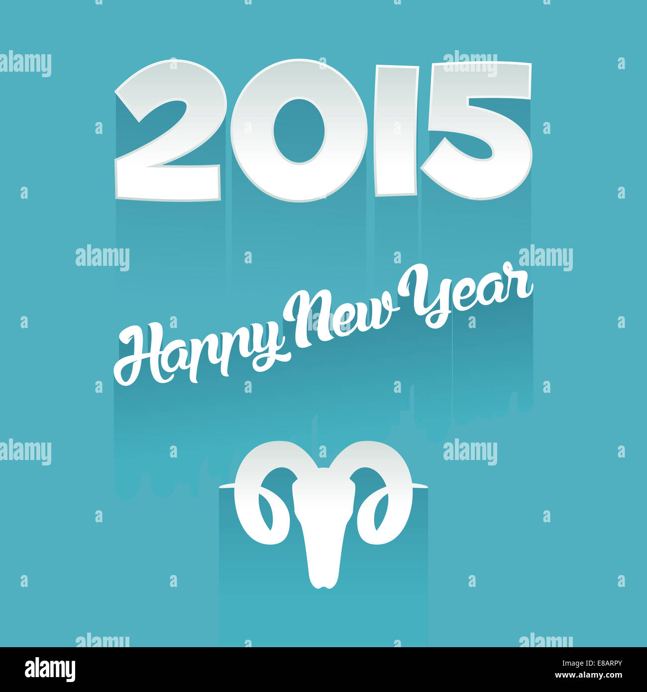 Happy new year greeting card with a goat icon Stock Photo - Alamy