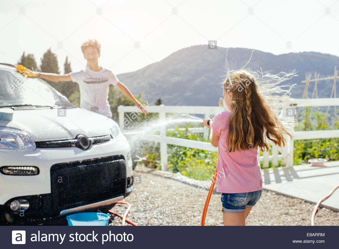 Brother Washing Sister Stock Photos & Brother Washing Sister Stock