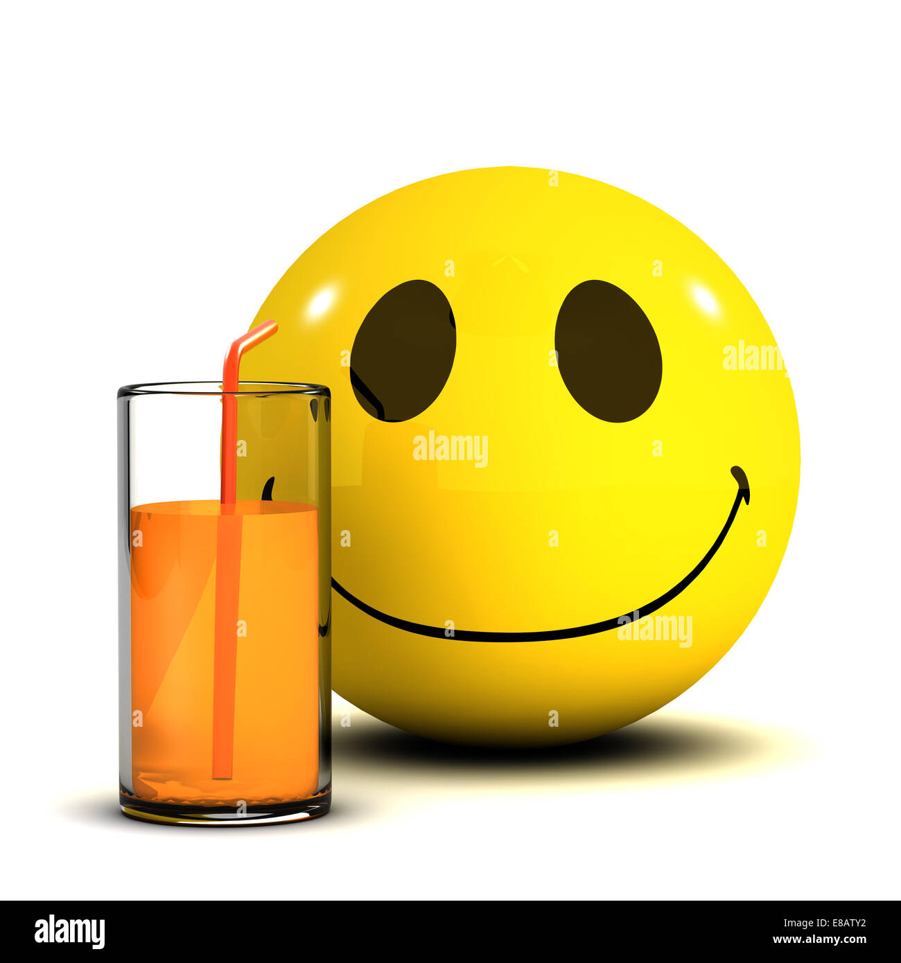 3d render of a smiley with a glass of juice Stock Photo - Alamy