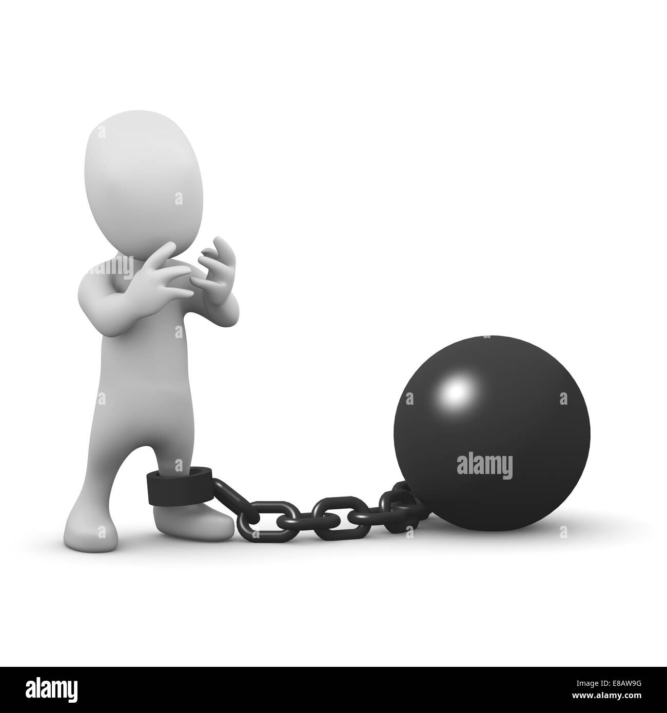 3d render of a little person with a ball and chain Stock Photo Alamy