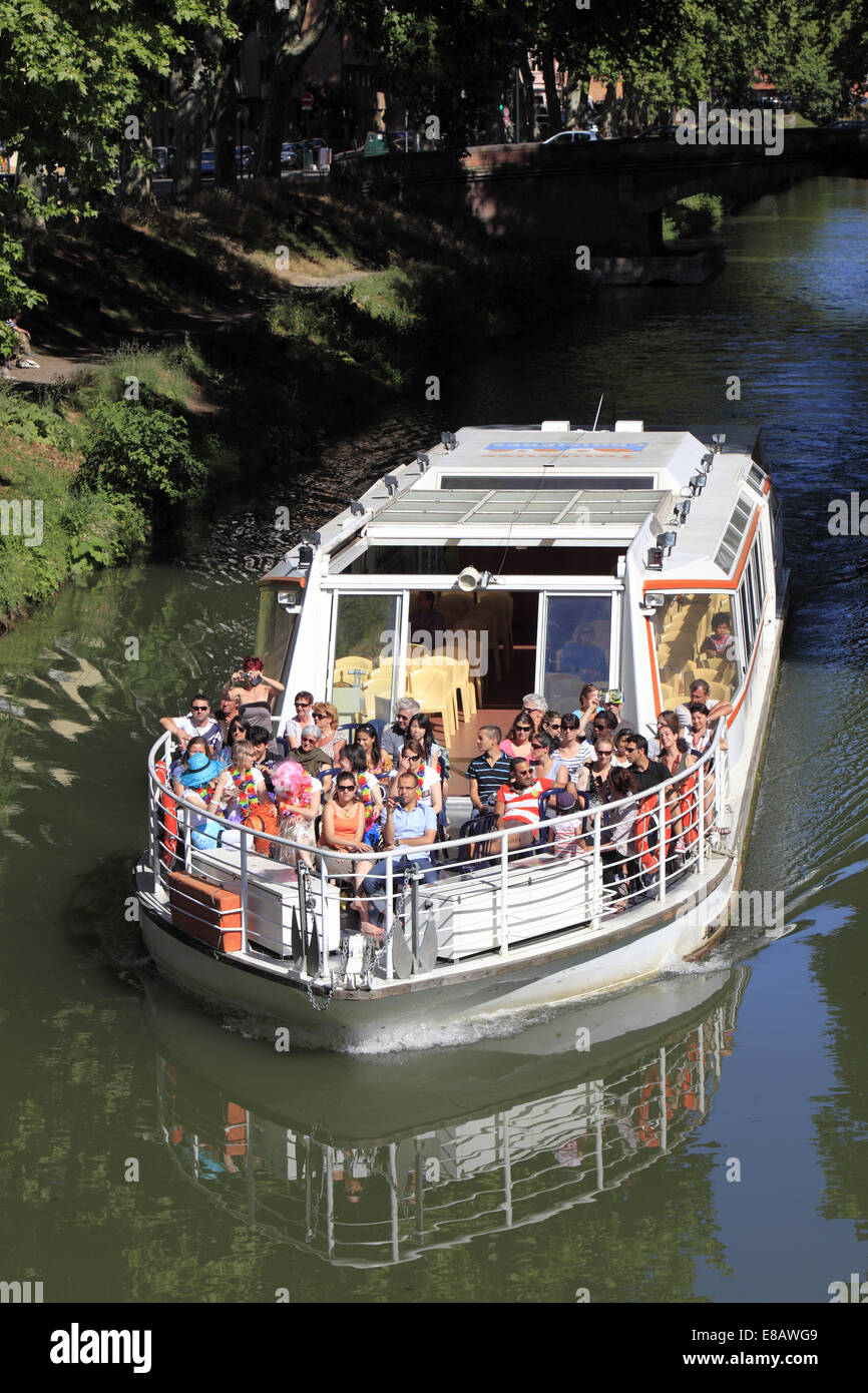 Cruise on the Canal Du Midi adjoining the Garonne, Toulouse, Midi Pyrenees, France Stock Photo