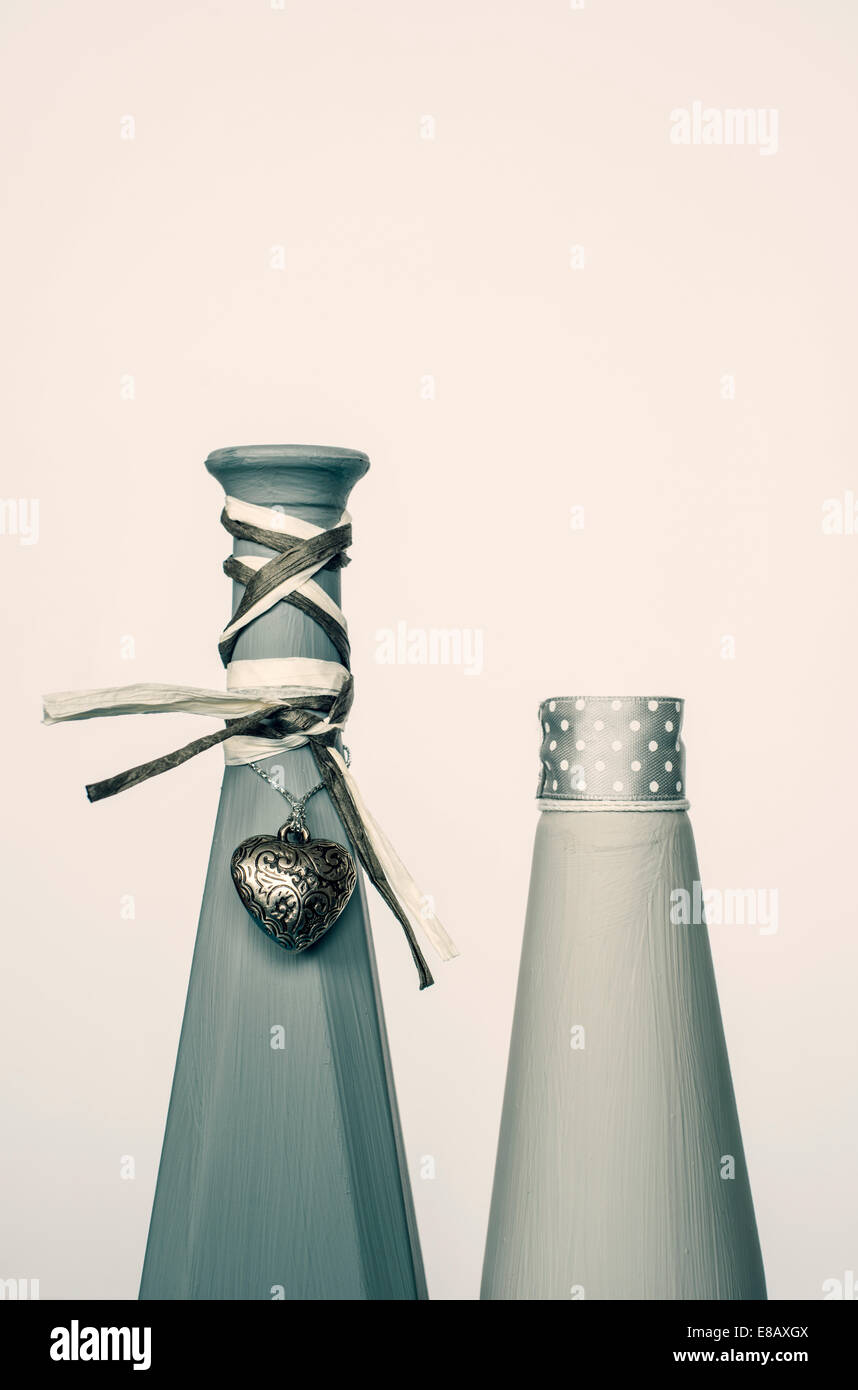 Decorative glass bottles created as arts and crafts Stock Photo