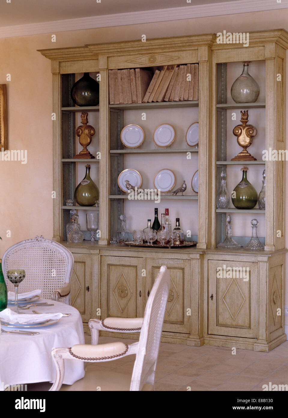 Painted Dresser In French Coastal Dining Room Stock Photo