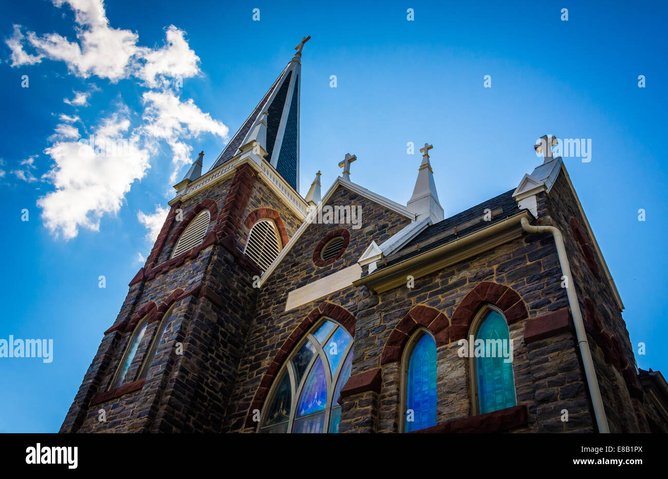 Looking up at St. Peter's Roman Catholic Church, in Harper's Ferry ...