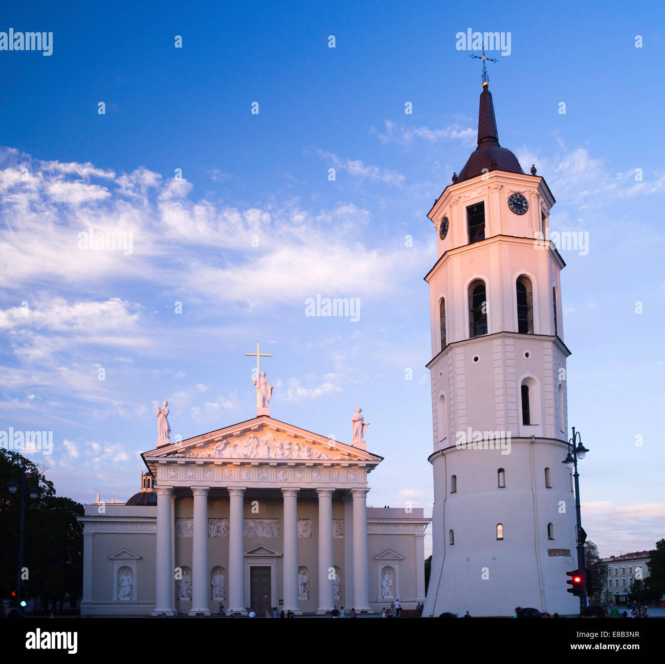 Sunset view of the Vilnius Cathedral & Clock Tower, Vilnius, Lithuania Stock Photo Alamy