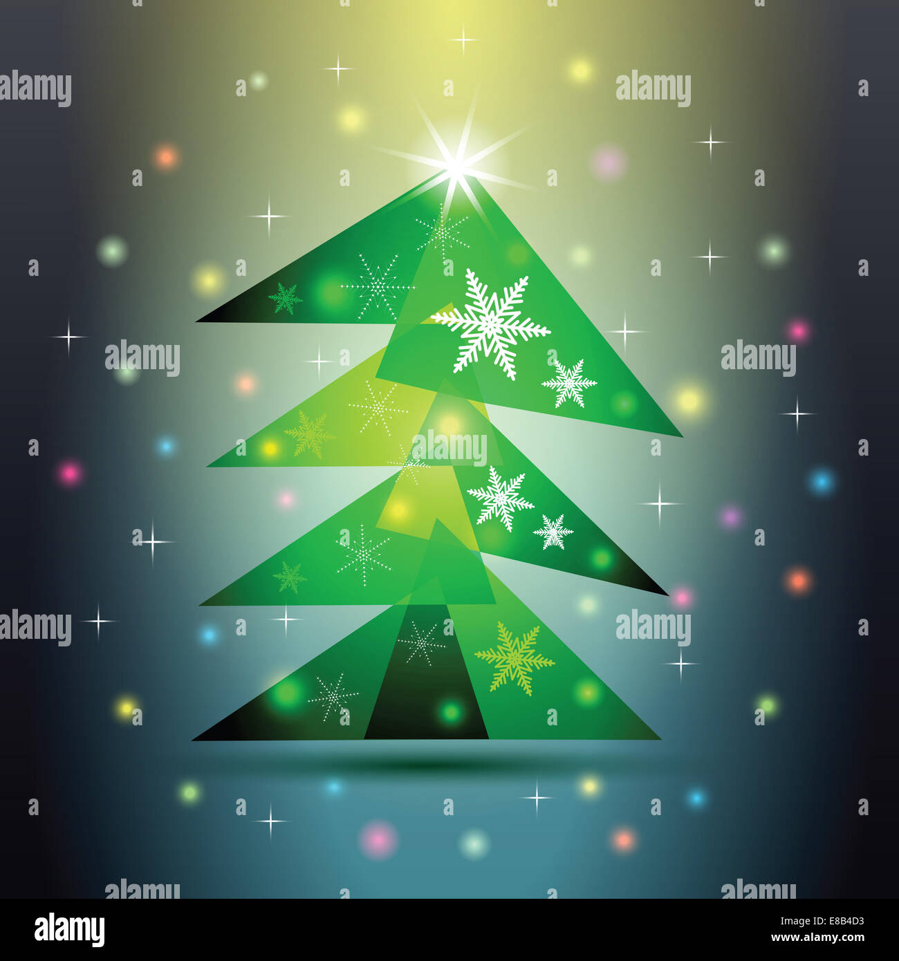 Home Christmas fir tree on colorful background. Vector illustration