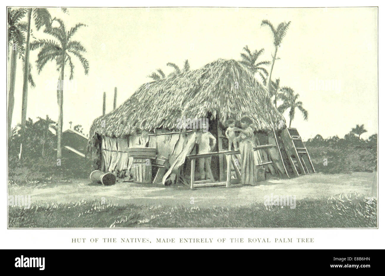 CLARK(1899) Cuba p075 - HUT OF THE NATIVES, MADE ENTIRELY OF THE ROYAL PALM TREE Stock Photo
