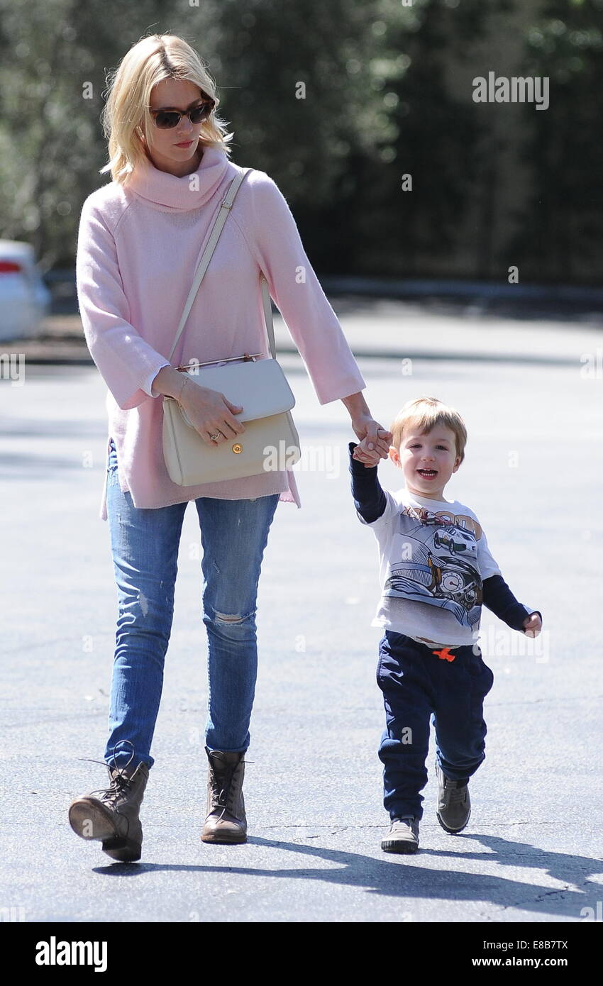 Mad Men star January Jones wearing a baby pink turtleneck sweater takes her son Xander out to lunch in Pasadena Featuring January Jones Xander Jones Where Los Angeles California United States When 31