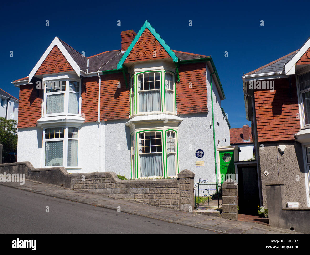 Exterior of 5 Cwmdonkin Drive Uplands Swansea Wales UK Birthplace and childhood home of poet Dylan Marlais Thomas 1914-1953 Stock Photo