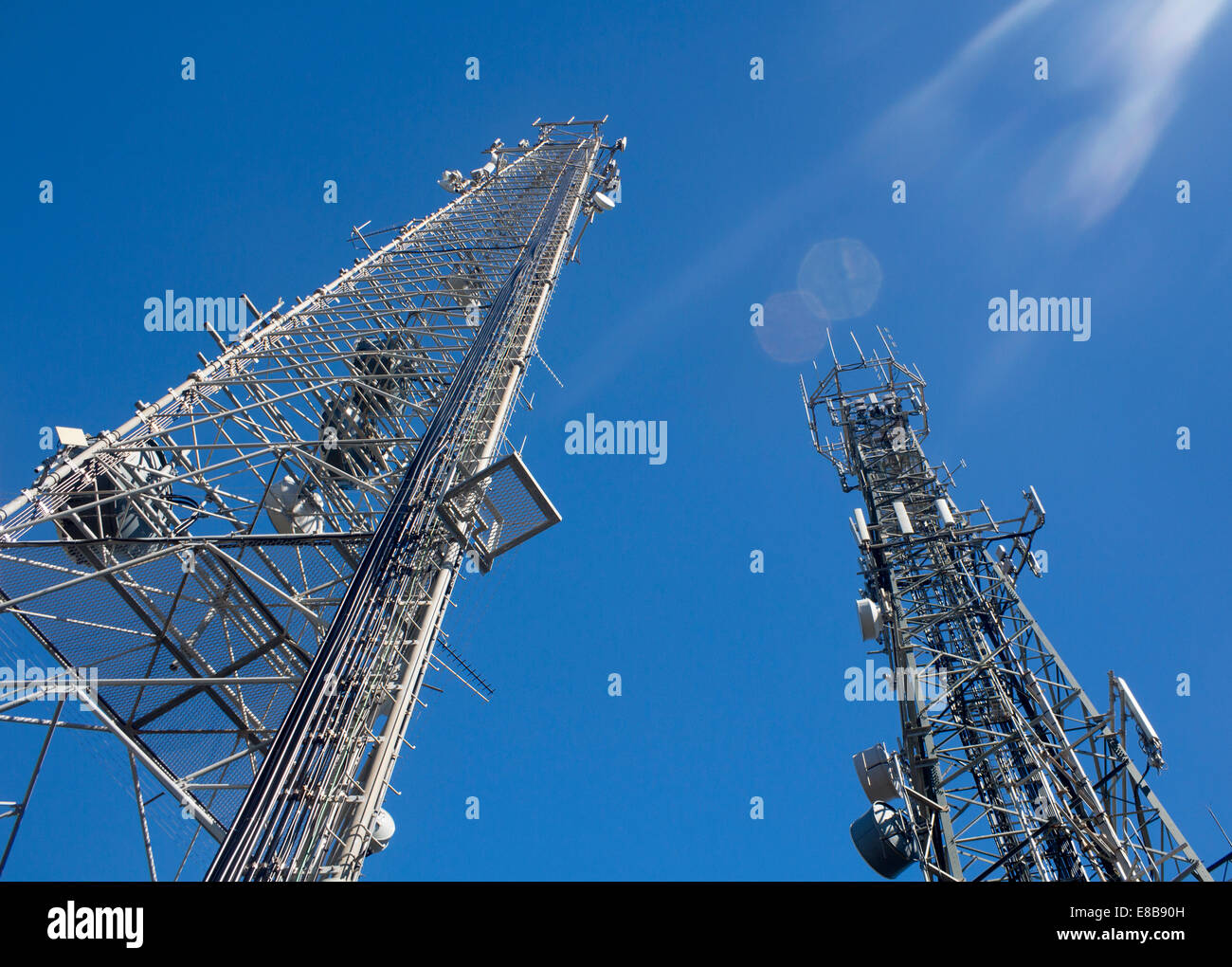 TV and telephone telecommunications masts Gan Gan Hill Port Stephens NSW Australia Stock Photo