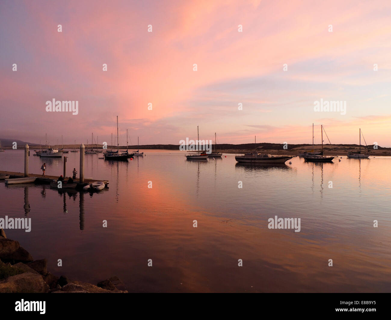 Serene Sunset Morro Bay Harbor Stock Photo