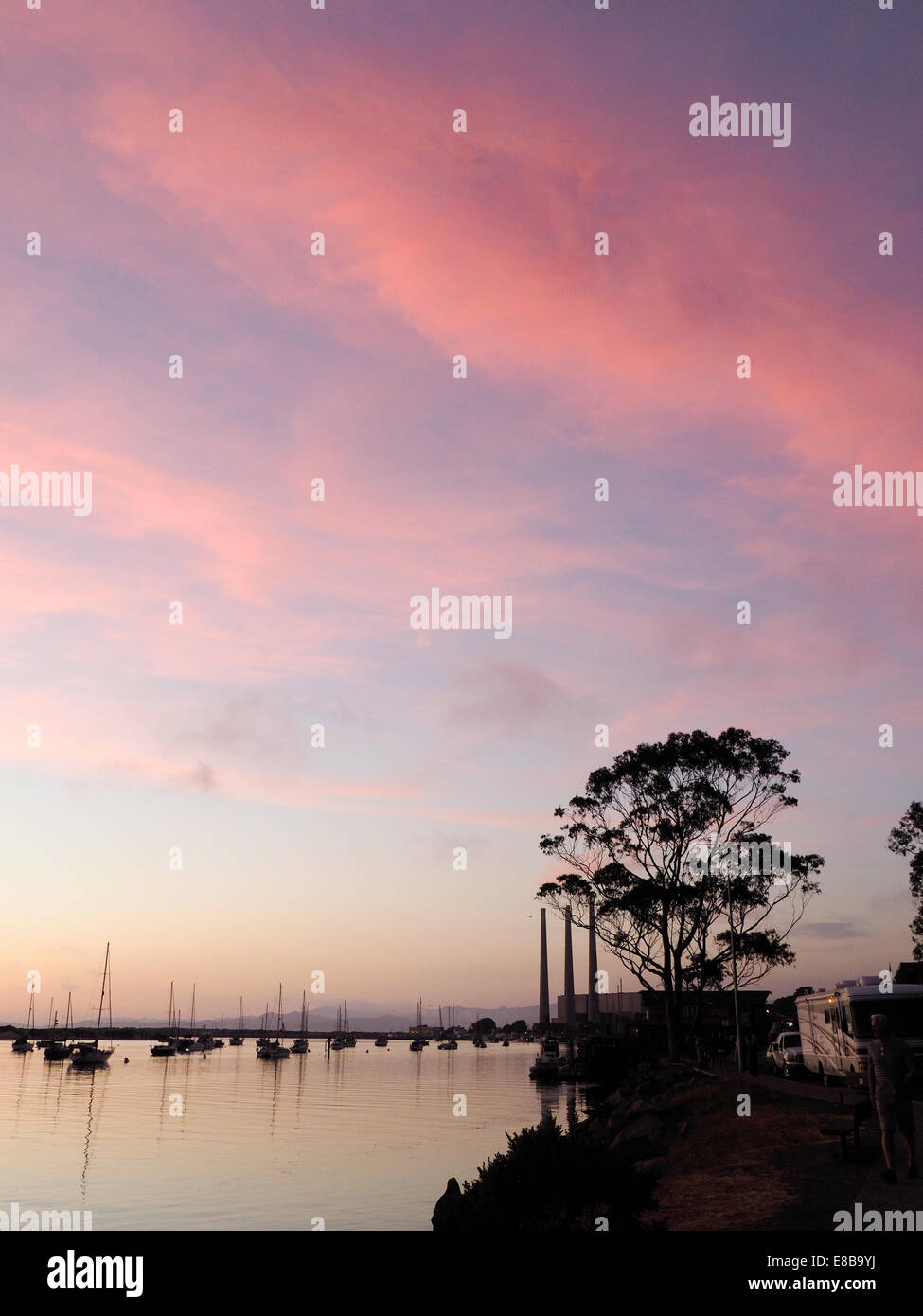 Serene Sunset Morro Bay Harbor Stock Photo