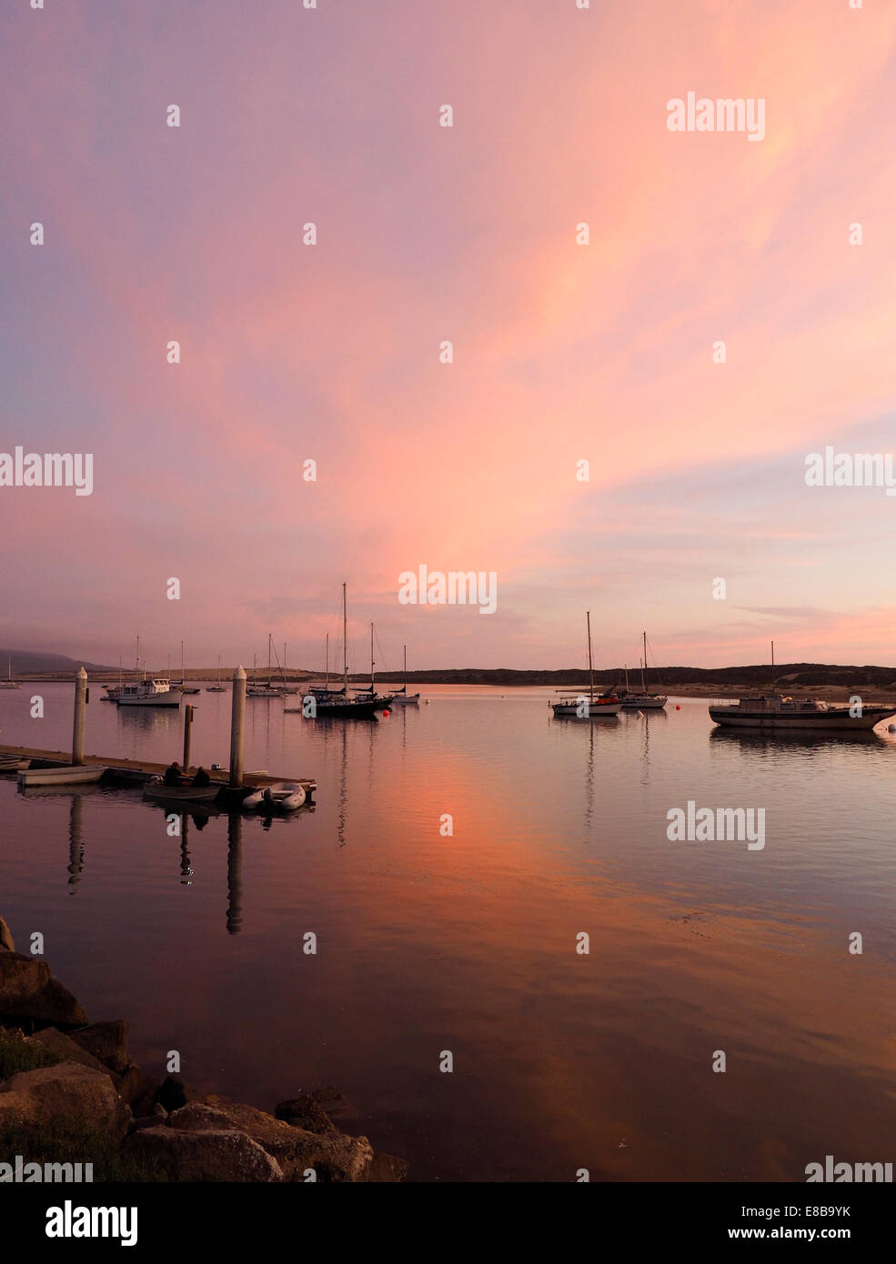 Serene Sunset Morro Bay Harbor Stock Photo