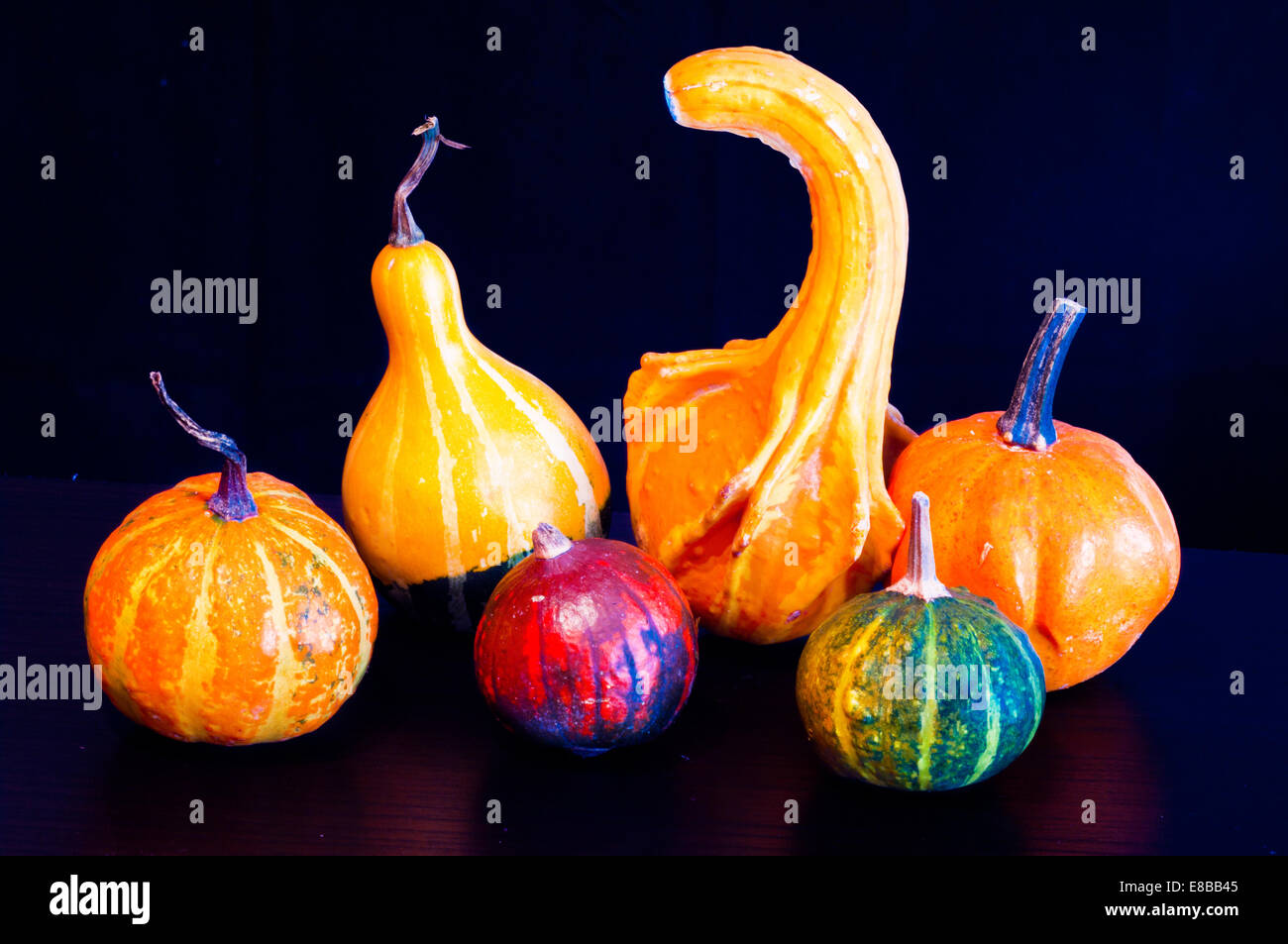 The famous halloween pumpkins accompany you to make jokes and ask for treats Stock Photo