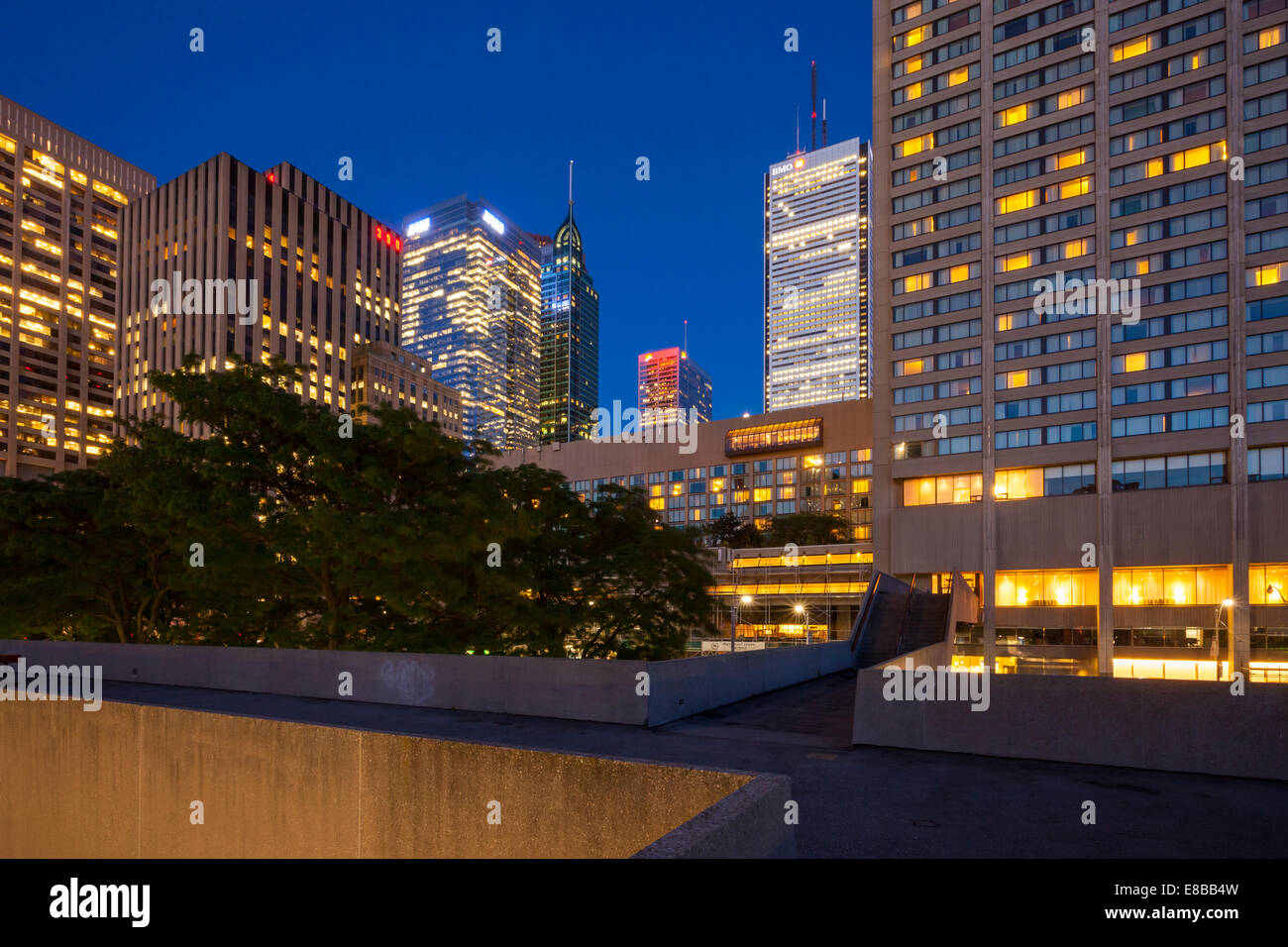 Downtown Toronto seen from Nathan Phillips Square. Toronto, Ontario, Canada. Stock Photo