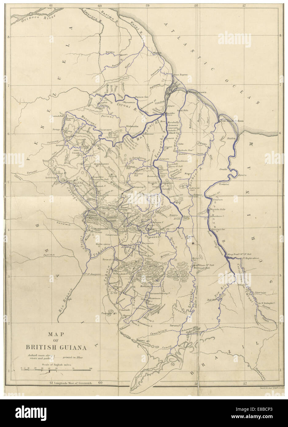 Map of British Guiana (1876) Stock Photo
