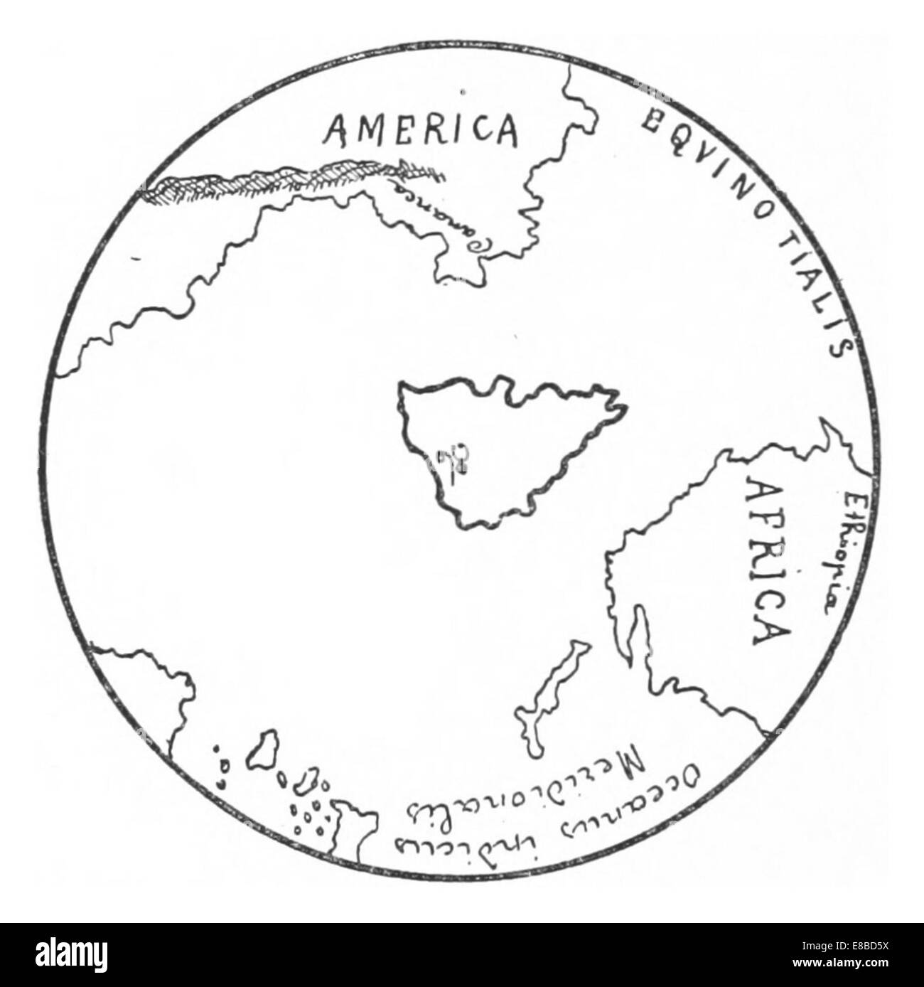 RAINAUD(1893) Fig. 17. La terre australe sur la mappemonde de LC3A9onard de Vinci Stock Photo