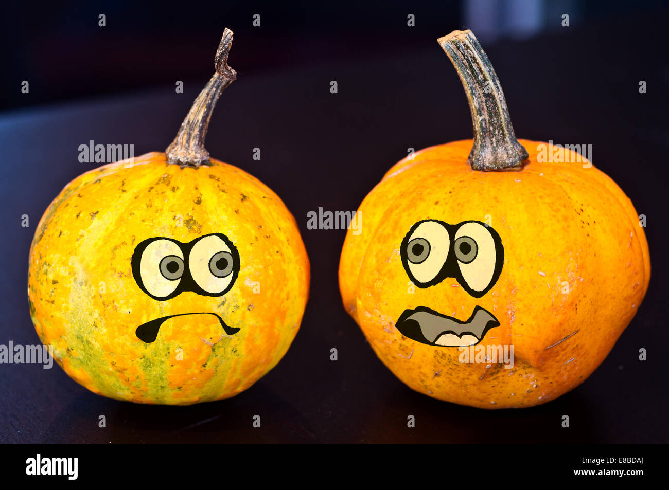 The famous halloween pumpkins get some nice friends who accompany you to make jokes and ask for treats Stock Photo