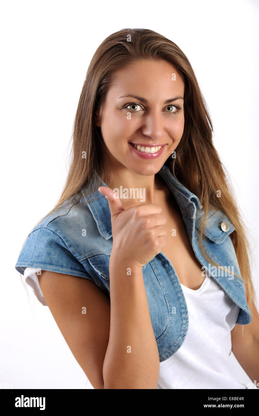 Student giving a thumbs up gesture Stock Photo - Alamy