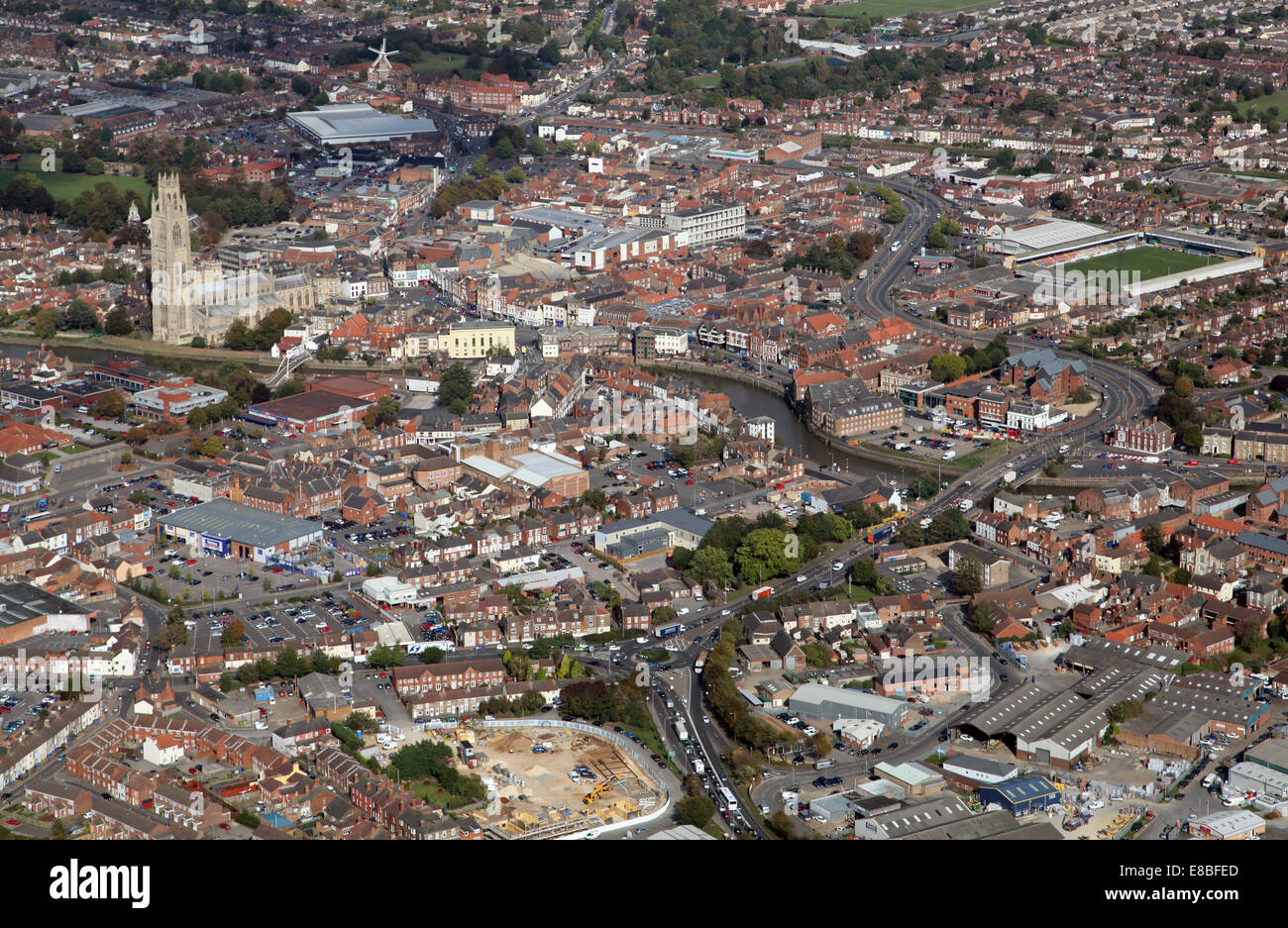 aerial view of the Lincolnshire town of Boston, UK Stock Photo Alamy