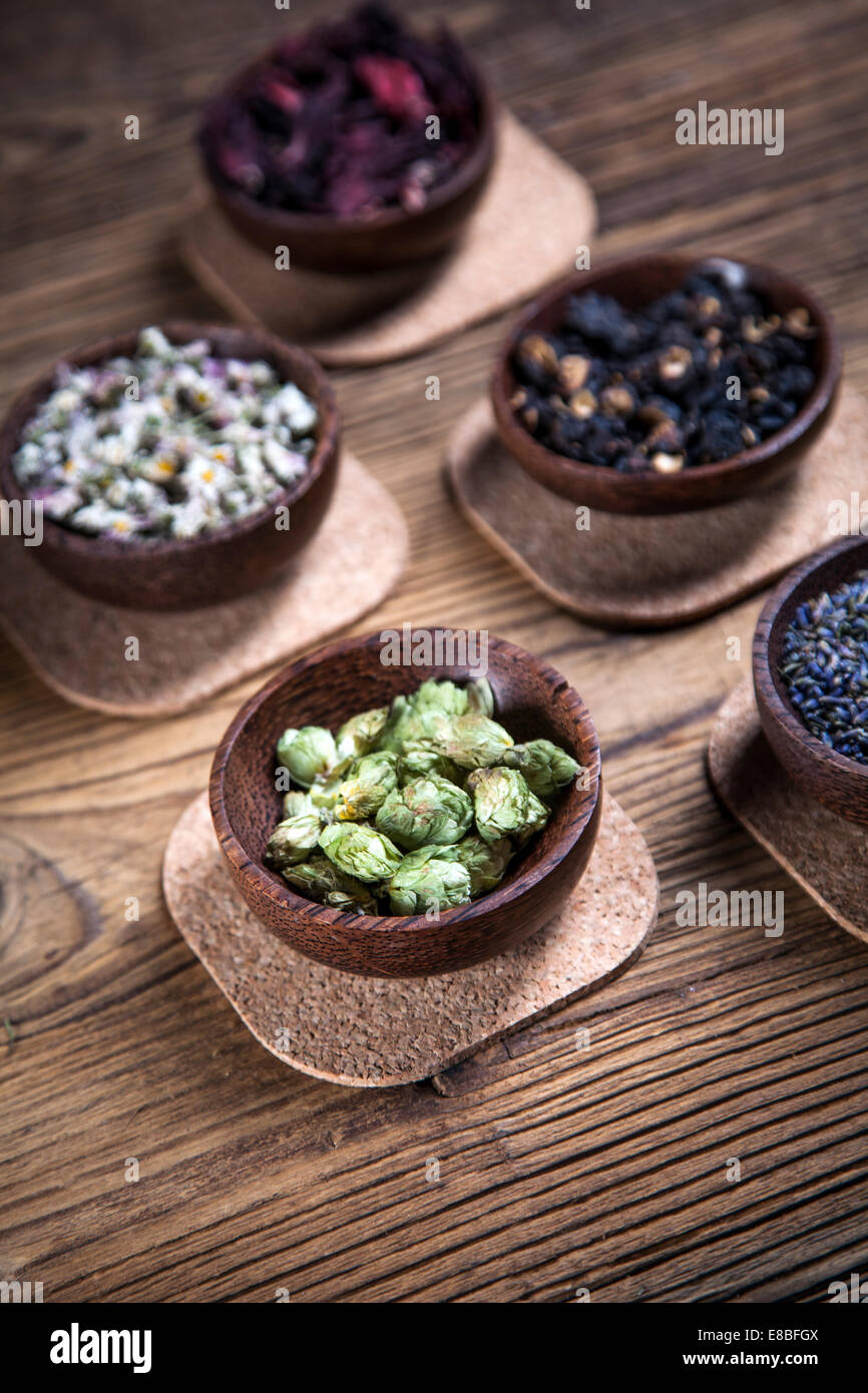 The ancient Chinese medicine, herbs and infusions. Natural flowers