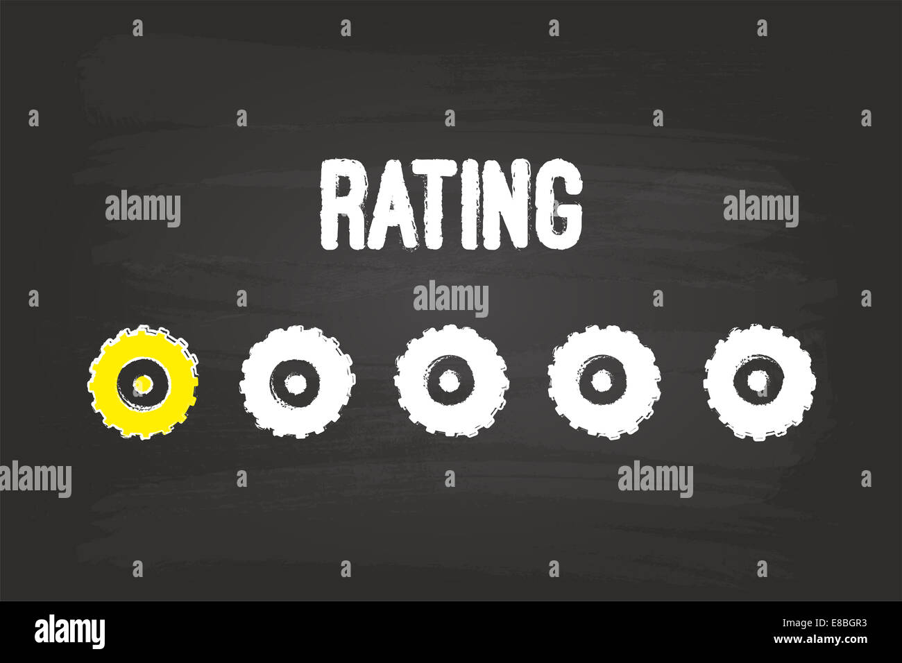 Rating Evaluation System With Gears On Blackboard Stock Photo Alamy