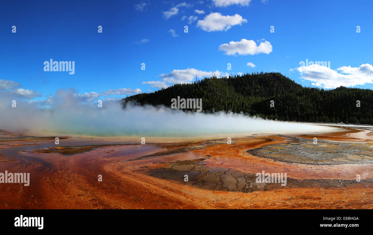 Grand Prismatic Spring in Yellowstone National Park,  the largest hot spring in the USA, and the third largest in the world Stock Photo