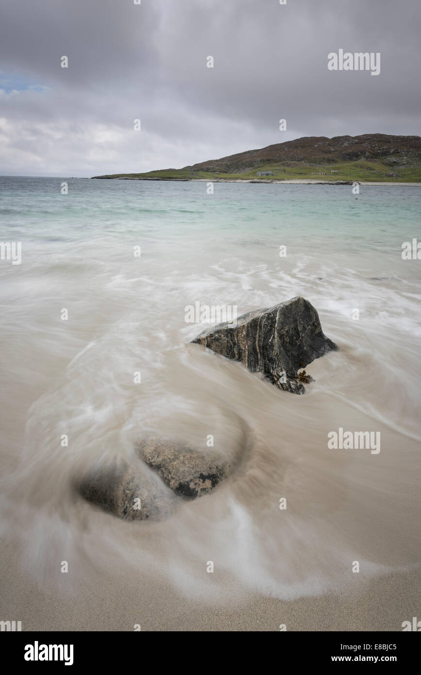 View to the island of Scarp from Traigh Mheilen beach, Isle of Harris, Outer Hebrides, Scotland Stock Photo