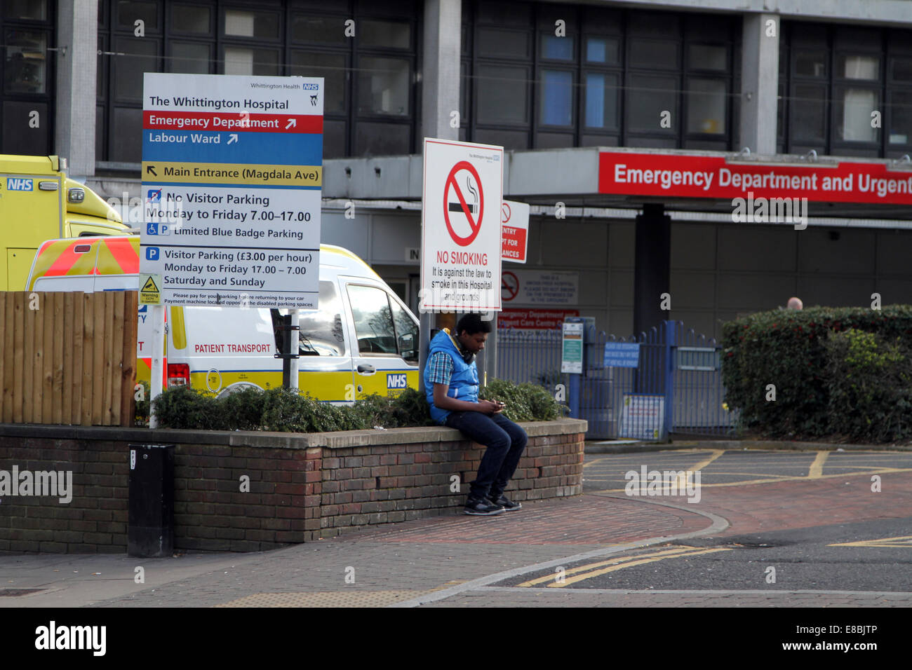 Entrance to the Emergency Department of The Whittington Hospital, in north London Stock Photo