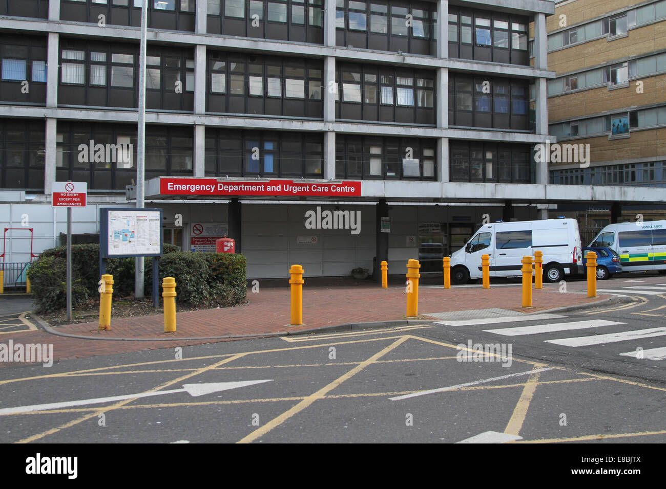 Entrance to the Emergency Department of The Whittington Hospital, in north London Stock Photo