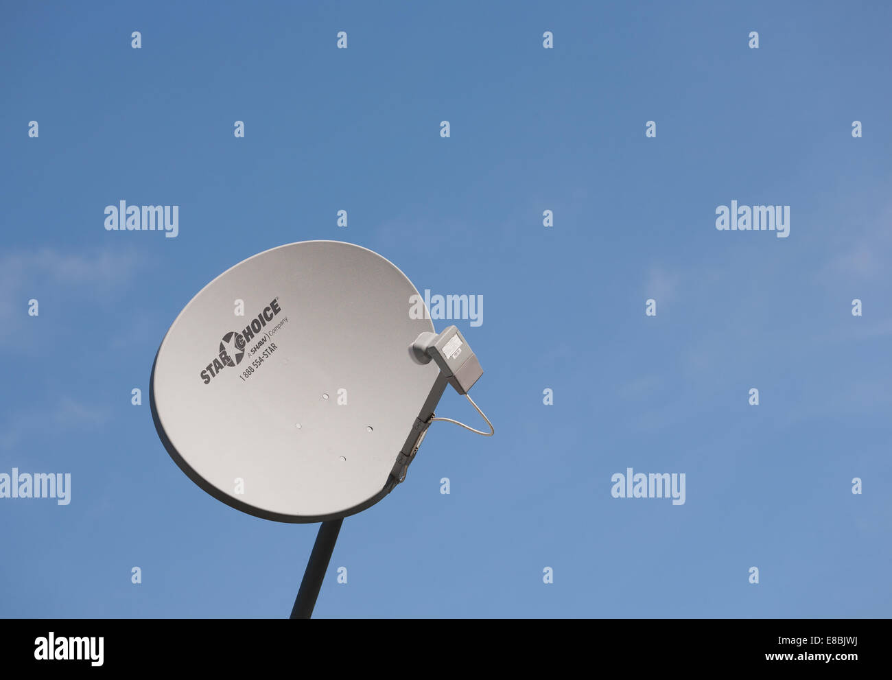 PLEASANT VALLEY, CANADA - OCTOBER 02, 2014: Shaw Direct satellite dish. Shaw Direct is a Canadian satellite television broadcast Stock Photo
