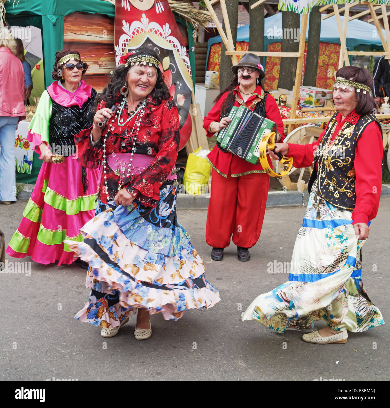 The Belarus folklore groups dance and sings on streets in Vitebsk Stock