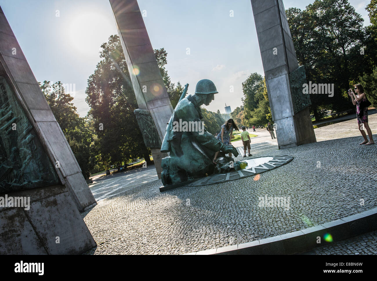 'Glory for sappers' monument in Park of Marshal Edward Rydz-Smigly in Warsaw, Poland Stock Photo