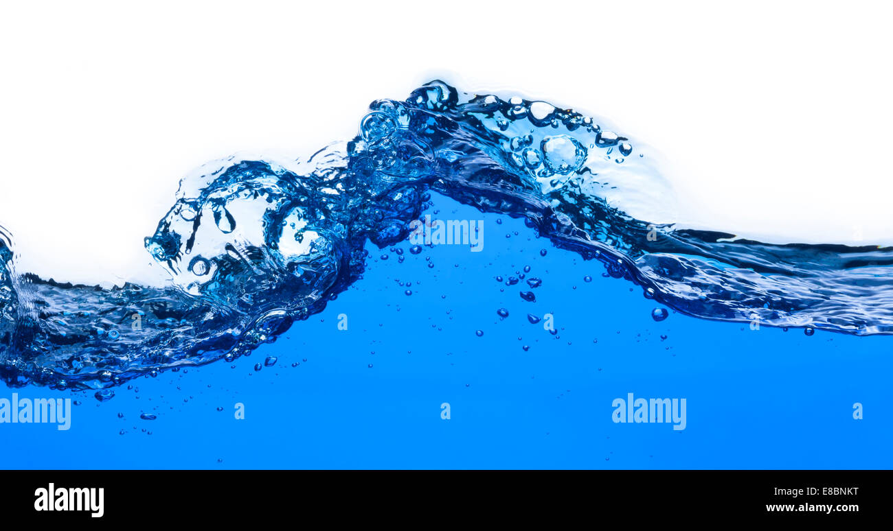 strong water splashing over white background Stock Photo