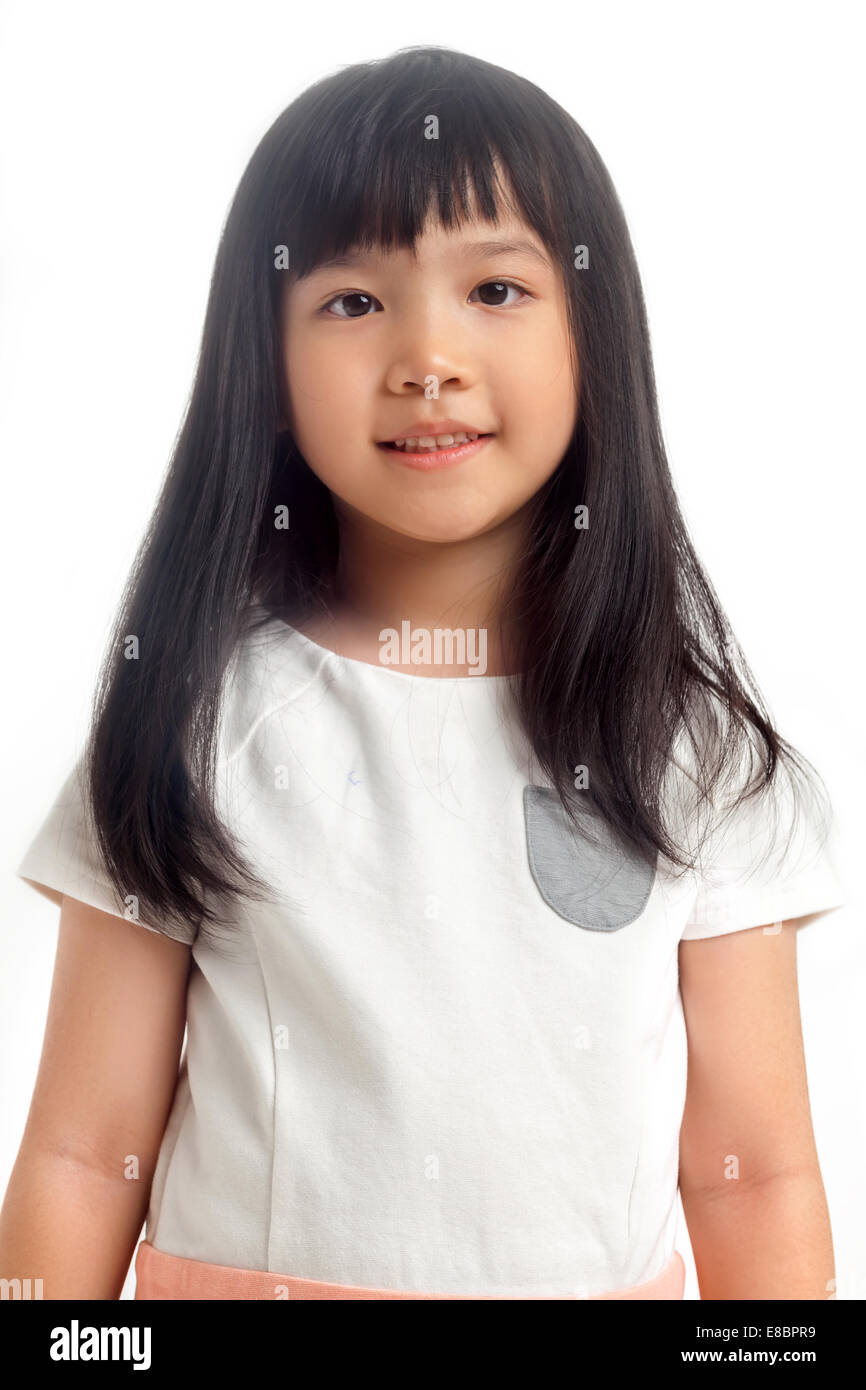 Portrait of asian kid smiling on white background Stock Photo - Alamy