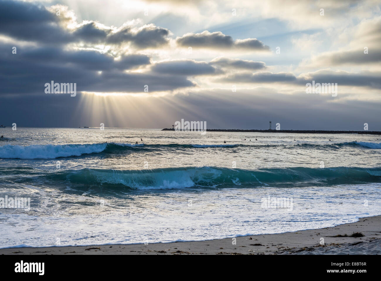 Coastal sunset from Ocean Beach in San Diego, California, USA. Stock Photo