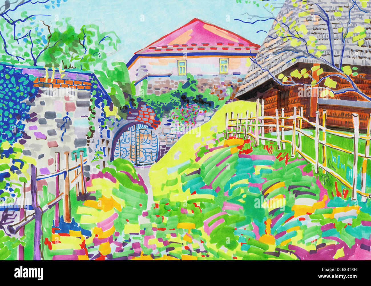 Пленэр гуашью деревня. Фломастеры. Рисование маркером на ногтях. Деревня рисунок. Фломастеры для белой доски.