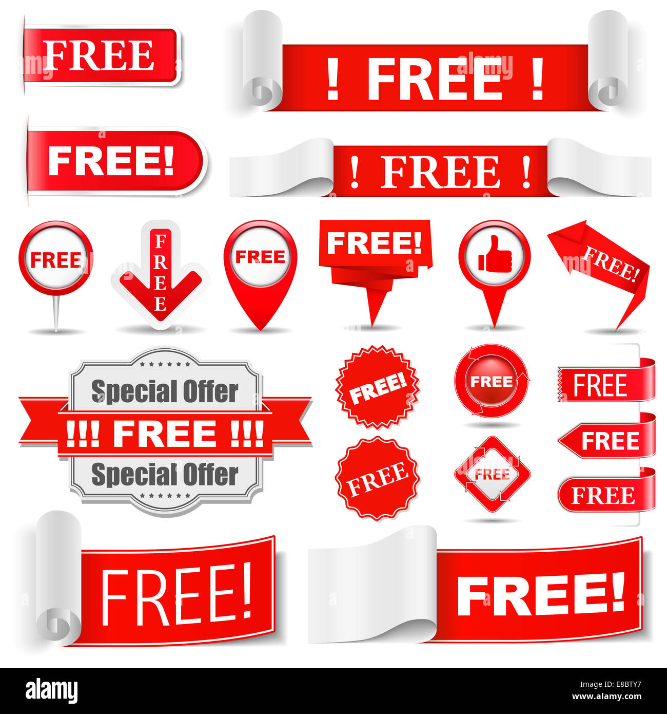 Set of different free labels Stock Photo