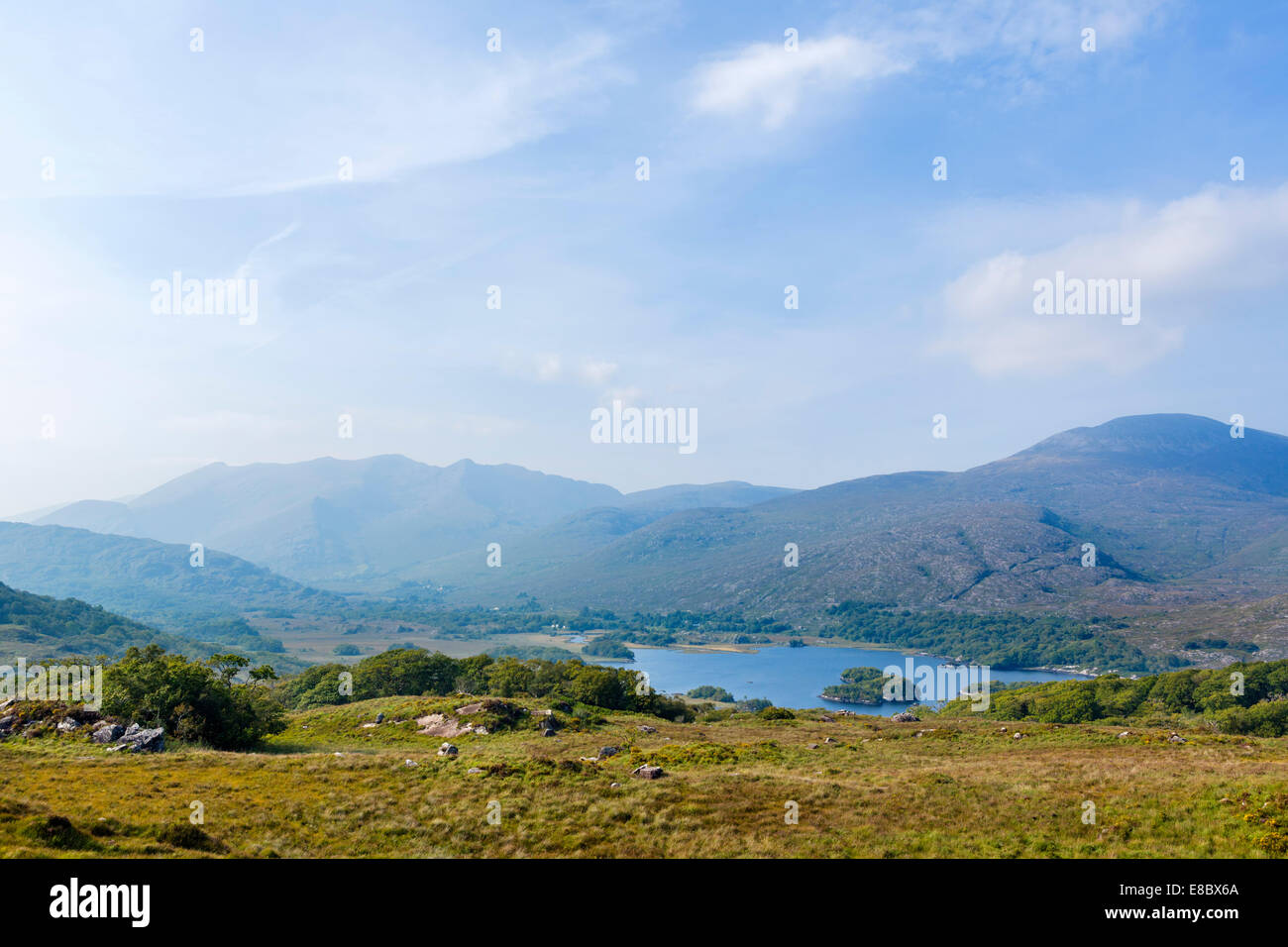 The Lakes of Killarney seen from Ladies View on the N71 Ring of Kerry, Killarney National Park, County Kerry, Ireland Stock Photo