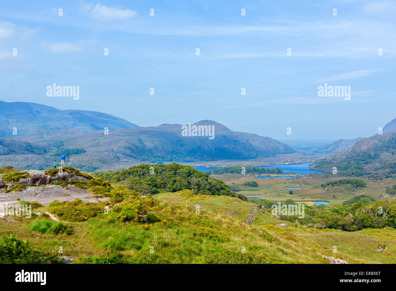 Tourists at Ladies View overlooking the Lakes of Killarney N71 Ring of Kerry, Killarney National Park, County Kerry, Ireland Stock Photo