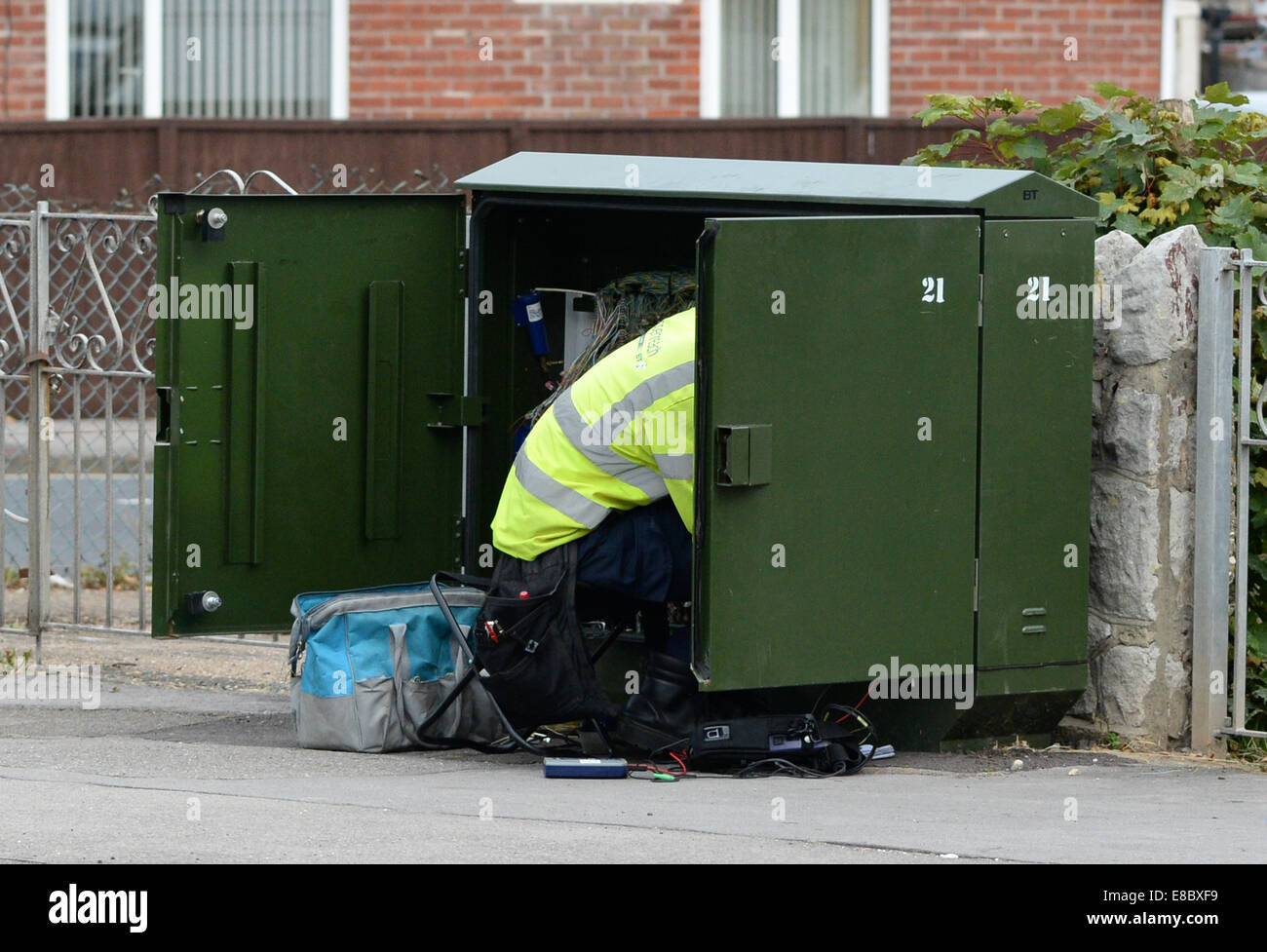 BT engineer working on street Stock Photo Alamy